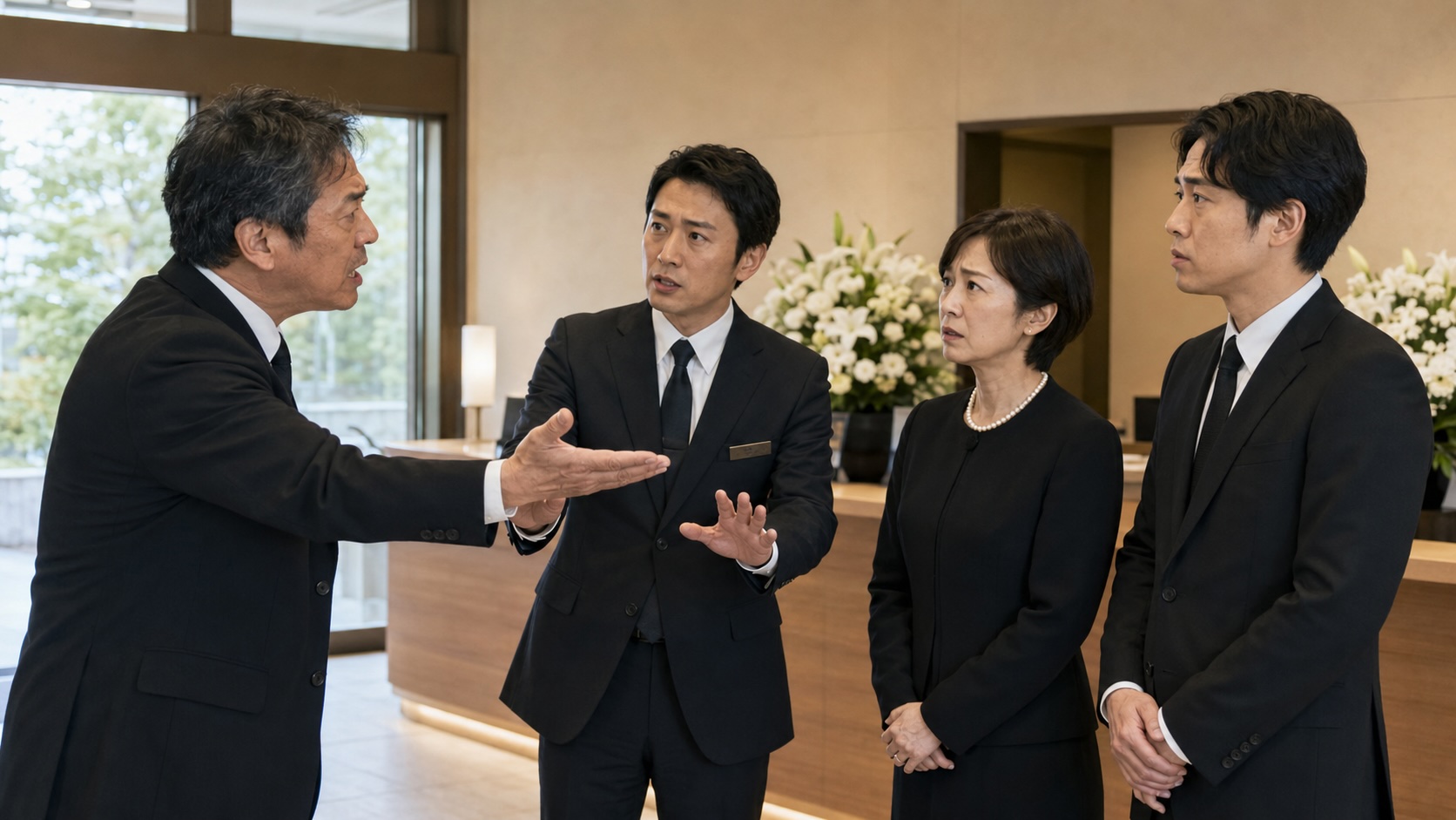 家族葬の会場で押しかけた親戚と揉める遺族