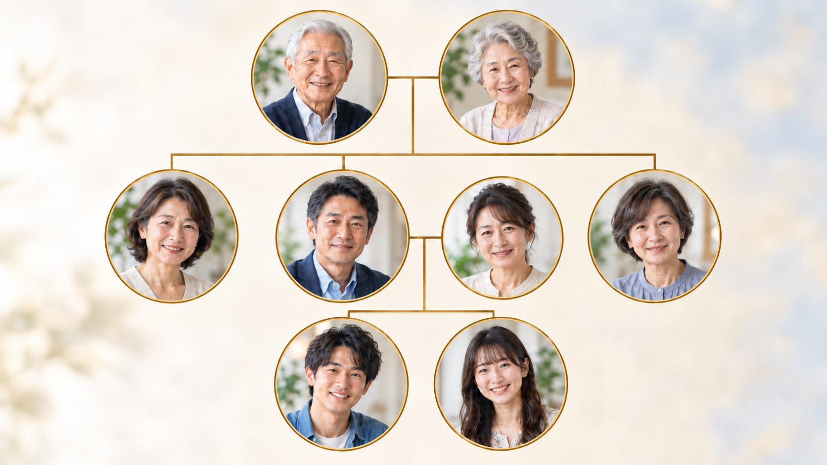 法定相続人の順位を表す三世代の家系図